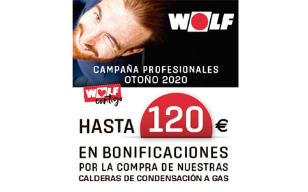 Campaña de WOLF para profesionales destinada a promocionar al 100% las calderas de condensación a gas 