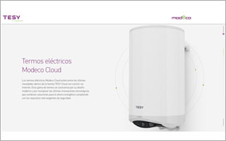 web de termos eléctricos Modeco Cloud de Tesy