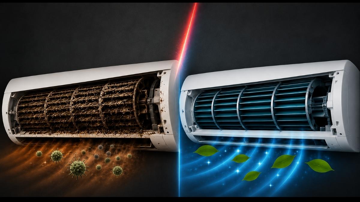 limpieza turbina aire acondicionado: turbina sucia vs turbina limpia