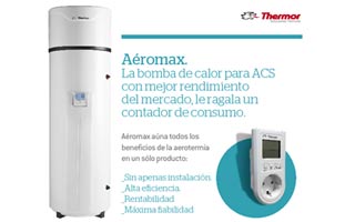 Bomba de calor aerotérmica Aéromax de Thermor con contador de energía