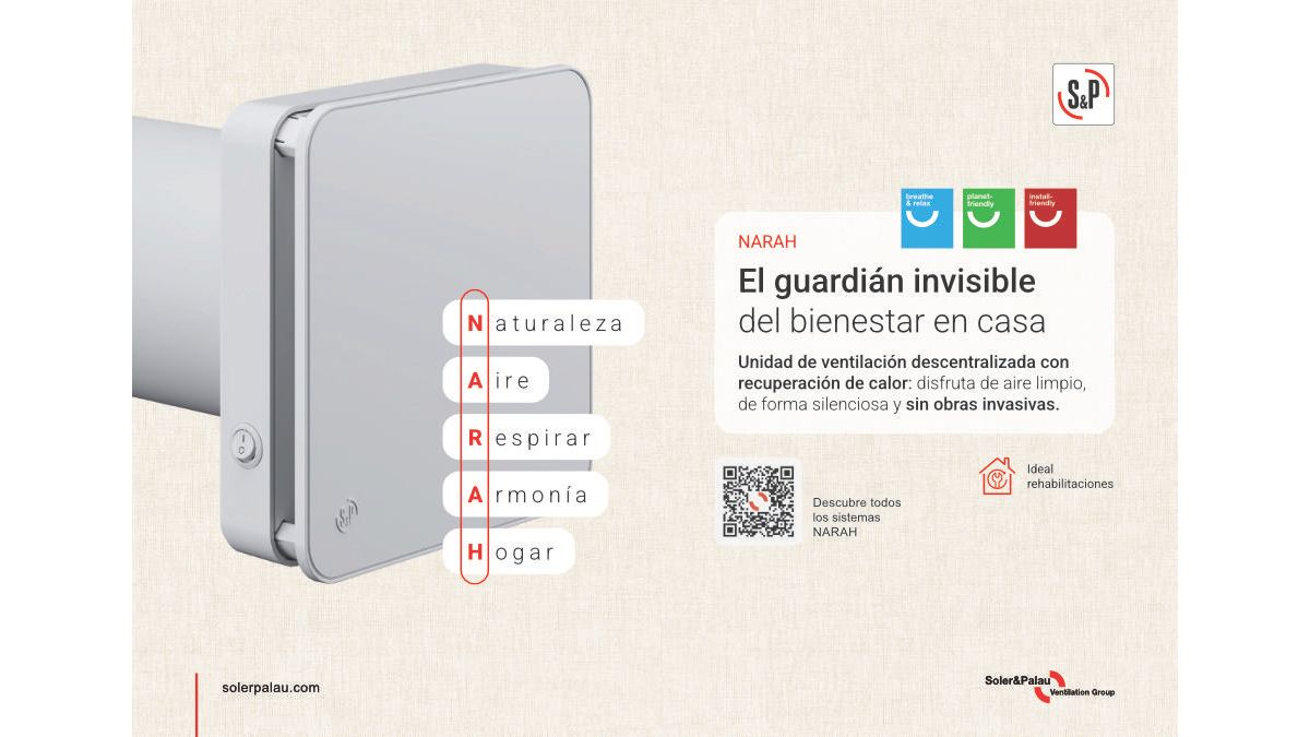 Soler Palau NARAH ventilación descentralizada Push-Pull recuperación energía estancia