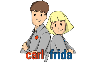 Carl y Frida personajes de las viñetas de Caloryfrio.com