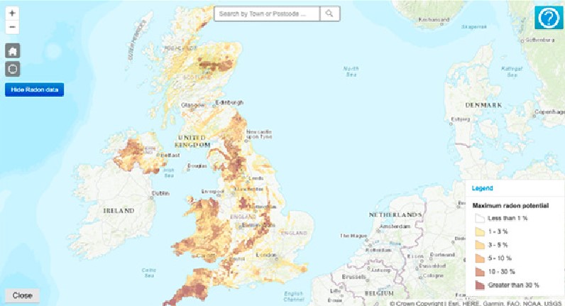 Mapa de radón del Reino Unido