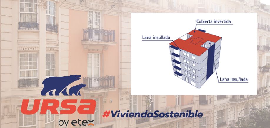 Rehabilitación con lana insuflada en fachada, patios y cubierta invertida