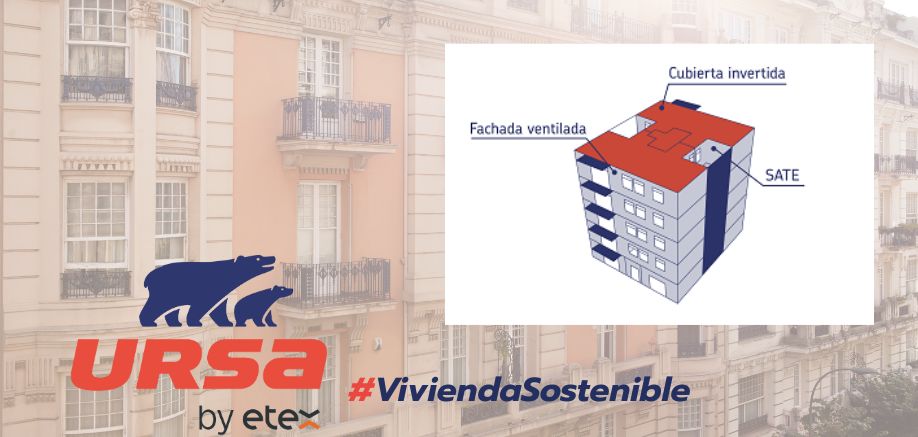 Rehabilitación con fachada ventilada, SATE en patios y cubierta invertida