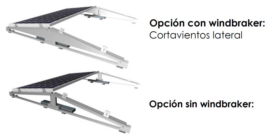 Instalación de paneles solares fotovoltaicos con cortavientos lateral 