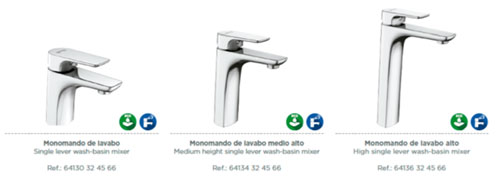 Alturas disponibles para el grifo monomando de lavabo Genebre Koral