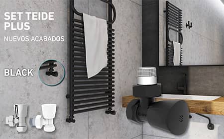 ARCO presenta su aclamado SET TEIDE PLUS en color negro, un kit de válvula y detentor pensados para fusionarse con los ambientes de hogar más actuales