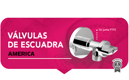 La válvula de escuadra AMERICA es la más utilizada en instalaciones de agua fría y caliente para agua sanitaria