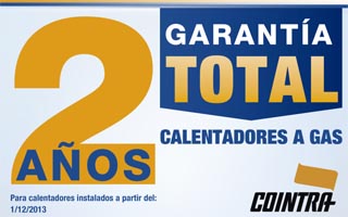 Calentadores Cointra 2 años garantía