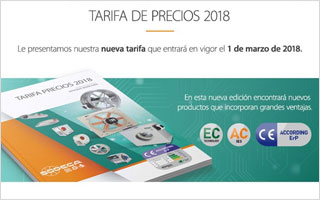 Tarifa de precios 2018 de Sodeca