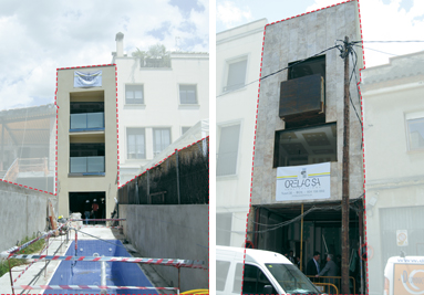 Fachada de la vivienda y vista trasera